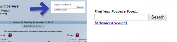Online Menu Search Option