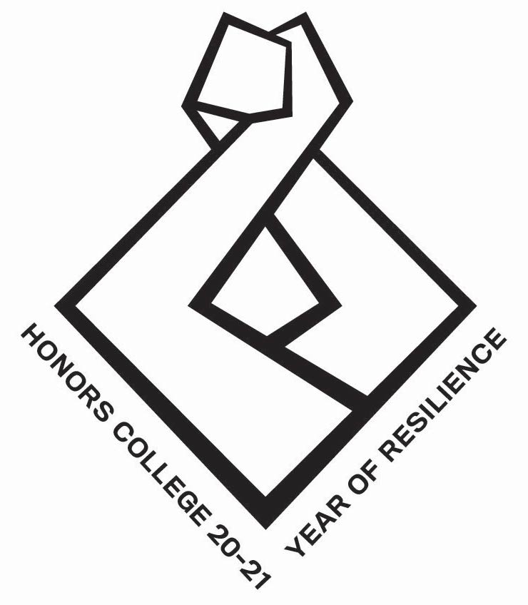 Honors College 2020 Year of Resilience logo - two clenched and intertwined hands in black and white
